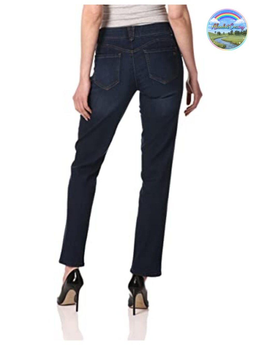 Straight Leg Jeans Super Stretch Mid Rise Casual Work Denim - Picture 2 of 3